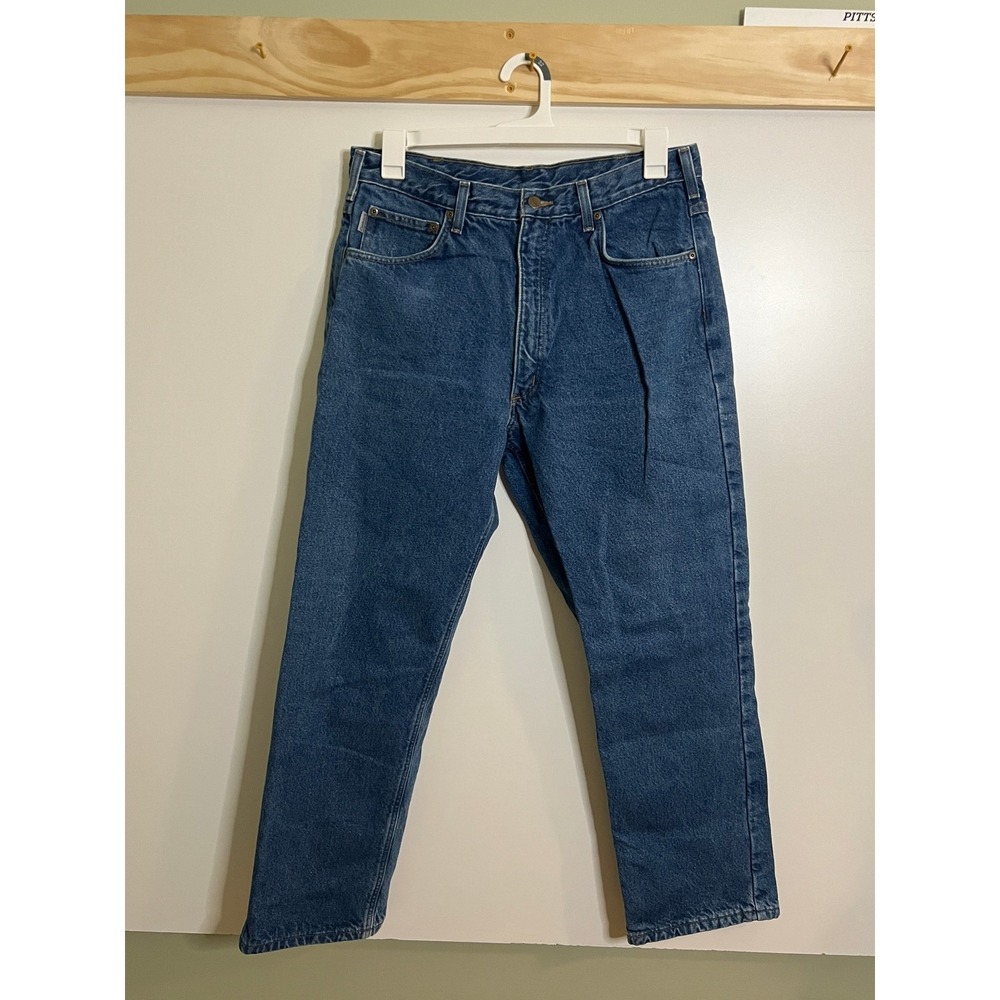 Carhartt Flannel Lined Jeans Straight Leg Relaxed Men Size 35